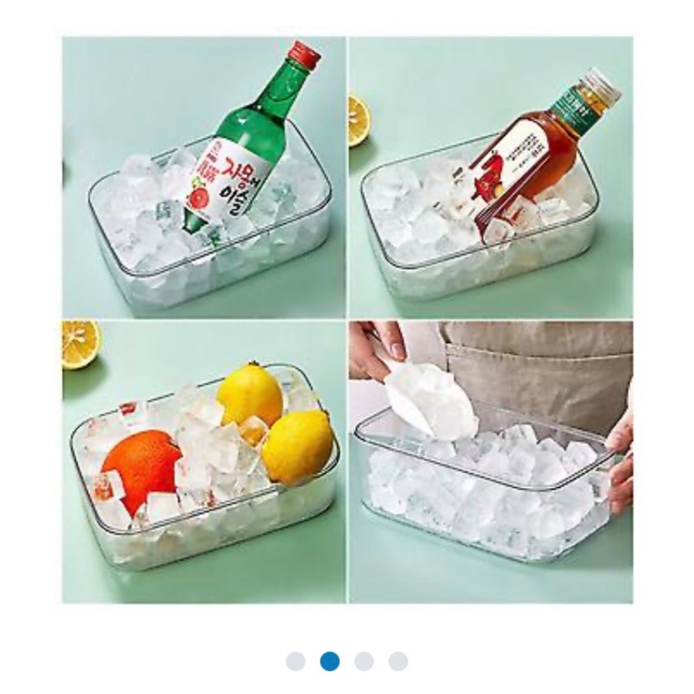 Silicone Square Ice Cube Tray (32pcs) 1” Cubes Plastic Storage Box and Scoop EUC - Picture 5 of 5